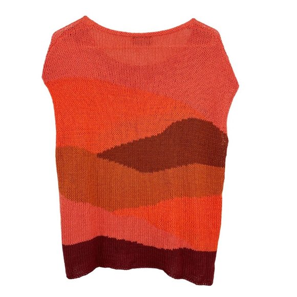 Wooden Ships Dunescape Orange Knit Top Short Sleeve Western Boho - Size XS - Picture 2 of 6